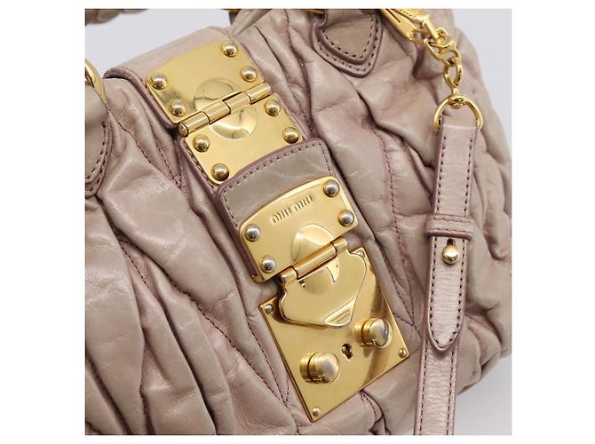 Bolsa Miu Miu Matelassé em couro 2way Rosa Ouro Auth 199464A Dourado - vista 18