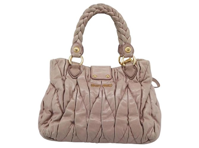 Bolsa Miu Miu Matelassé em couro 2way Rosa Ouro Auth 199464A Dourado - vista 2