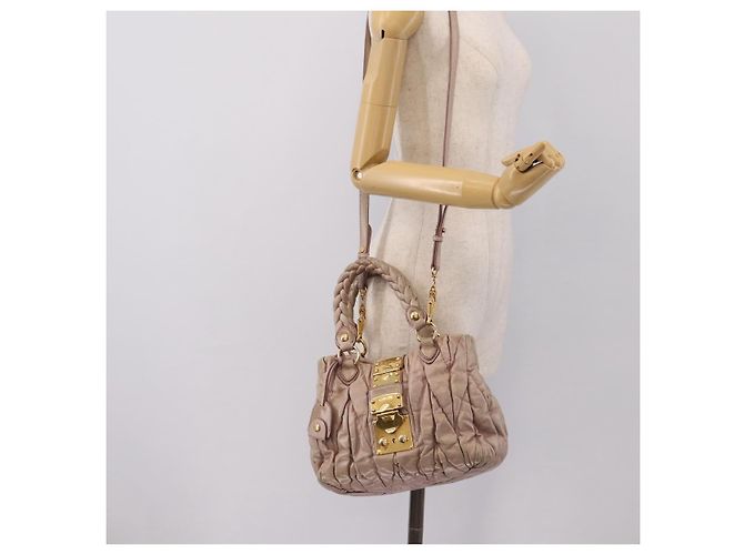 Bolsa Miu Miu Matelassé em couro 2way Rosa Ouro Auth 199464A Dourado - vista 24
