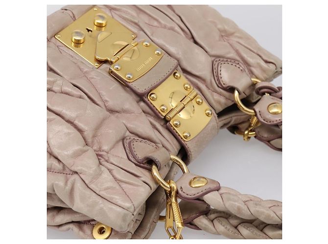 Bolsa Miu Miu Matelassé em couro 2way Rosa Ouro Auth 199464A Dourado - vista 6