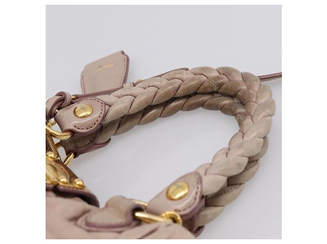 Bolsa Miu Miu Matelassé em couro 2way Rosa Ouro Auth 199464A Dourado - vista 8