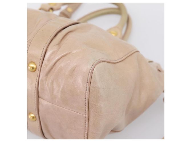 Borsa a mano Miu Miu Vitello Lux Leather 2way Beige Gold Auth 201979A D'oro - vista 10