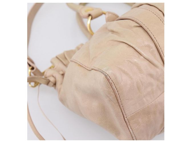 Borsa a mano Miu Miu Vitello Lux Leather 2way Beige Gold Auth 201979A D'oro - vista 15