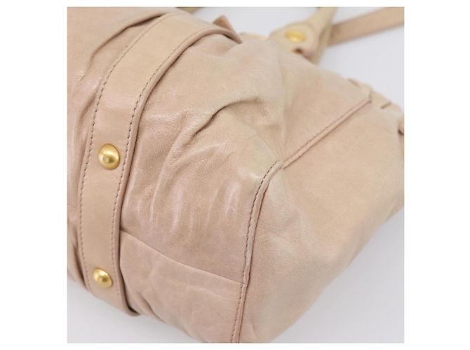 Borsa a mano Miu Miu Vitello Lux Leather 2way Beige Gold Auth 201979A D'oro - vista 16