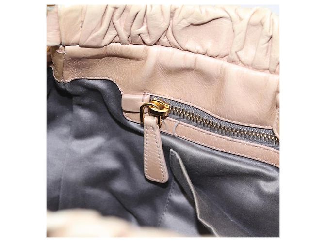 Borsa a mano Miu Miu Vitello Lux Leather 2way Beige Gold Auth 201979A D'oro - vista 21