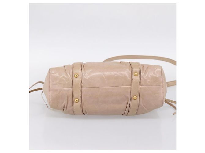 Borsa a mano Miu Miu Vitello Lux Leather 2way Beige Gold Auth 201979A D'oro - vista 5