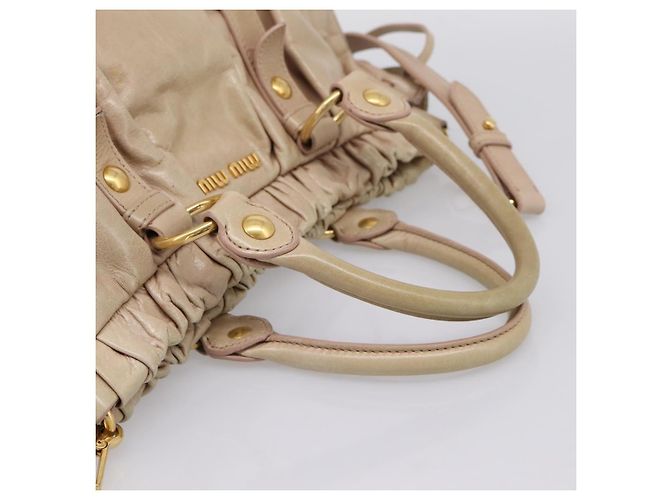 Borsa a mano Miu Miu Vitello Lux Leather 2way Beige Gold Auth 201979A D'oro - vista 7