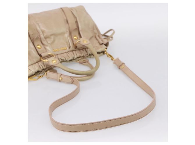 Borsa a mano Miu Miu Vitello Lux Leather 2way Beige Gold Auth 201979A D'oro - vista 9