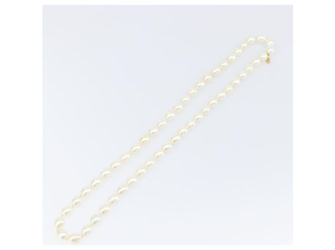 Collar de perlas CHANEL metal Gold White CC Auth bs37053V Blanco Dorado - vista 10