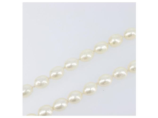 Collar de perlas CHANEL metal Gold White CC Auth bs37053V Blanco Dorado - vista 14