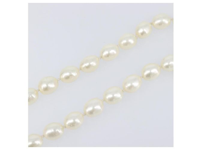 Collar de perlas CHANEL metal Gold White CC Auth bs37053V Blanco Dorado - vista 15