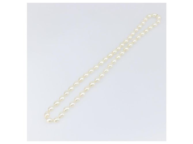 Collar de perlas CHANEL metal Gold White CC Auth bs37053V Blanco Dorado - vista 2