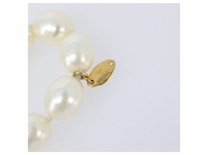 Collar de perlas CHANEL metal Gold White CC Auth bs37053V Blanco Dorado - vista 9