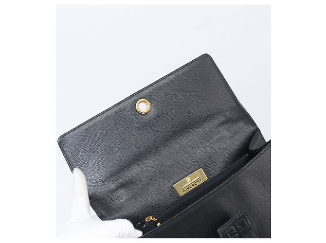 GIVENCHY Hand Bag Leather Black Gold Auth hk4043A Golden - view 10