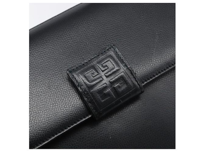 GIVENCHY Hand Bag Leather Black Gold Auth hk4043A Golden - view 17