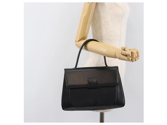 GIVENCHY Hand Bag Leather Black Gold Auth hk4043A Golden - view 22