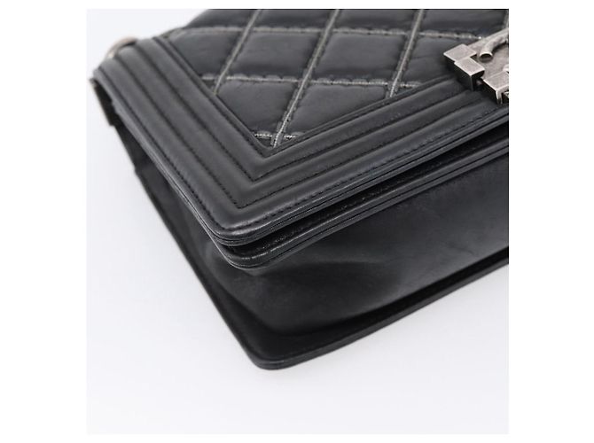 Borsa a catena CHANEL Boy Chanel Matelasse in pelle di vitello nera argento CC Auth 199543M Nero - vista 14