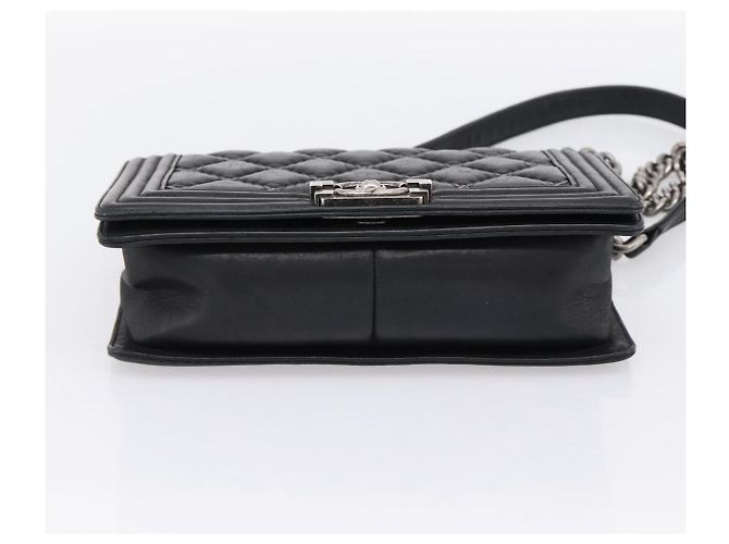 Borsa a catena CHANEL Boy Chanel Matelasse in pelle di vitello nera argento CC Auth 199543M Nero - vista 5