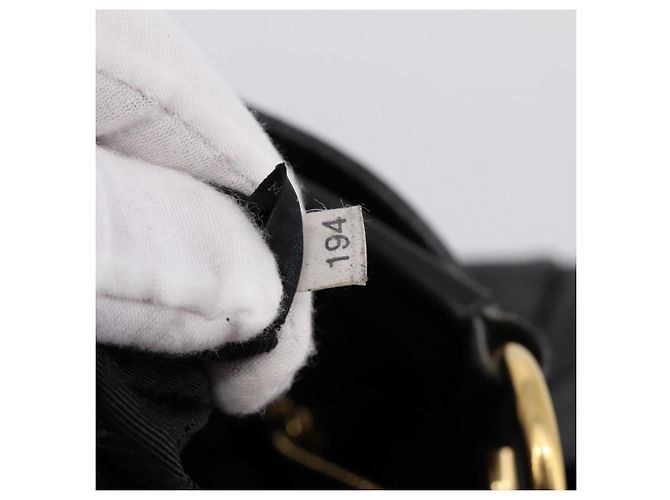 Bolsa de mão PRADA Vitterodino em couro preto e dourado Auth 200844V - vista 11