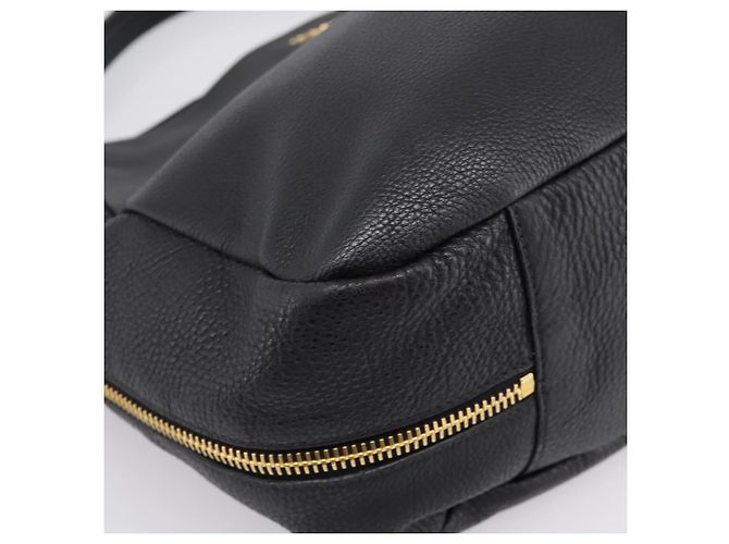 Bolsa de mão PRADA Vitterodino em couro preto e dourado Auth 200844V - vista 15