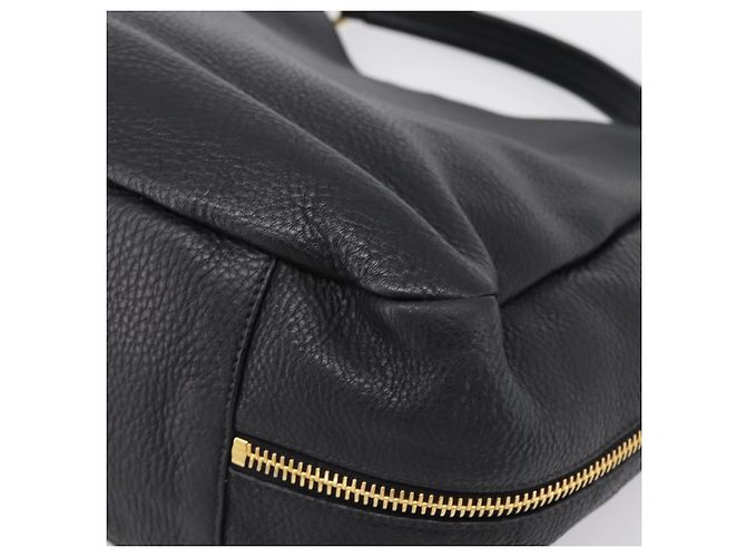 Bolsa de mão PRADA Vitterodino em couro preto e dourado Auth 200844V - vista 16