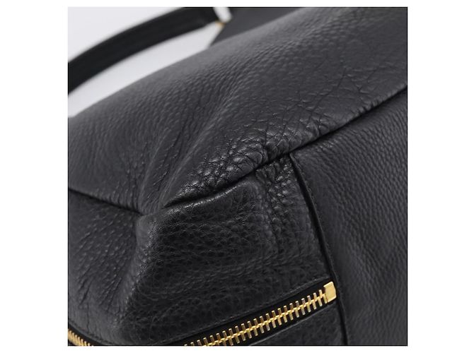 Bolsa de mão PRADA Vitterodino em couro preto e dourado Auth 200844V - vista 17