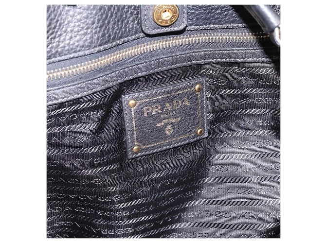Bolsa de mão PRADA Vitterodino em couro preto e dourado Auth 200844V - vista 20