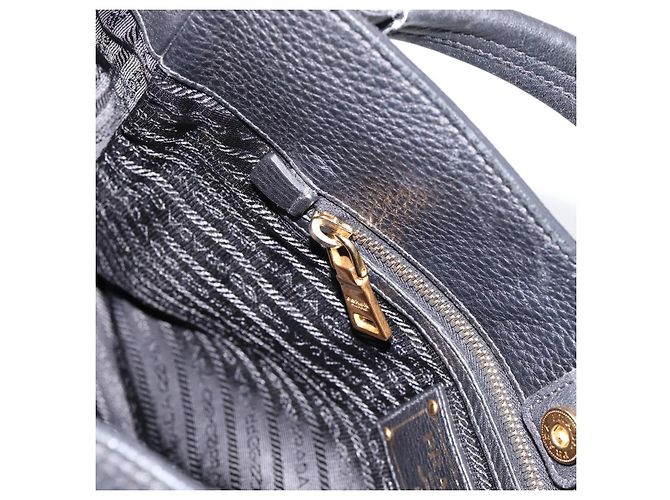 Bolsa de mão PRADA Vitterodino em couro preto e dourado Auth 200844V - vista 23