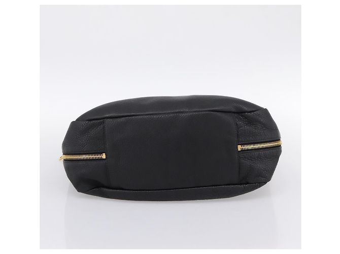 Bolsa de mão PRADA Vitterodino em couro preto e dourado Auth 200844V - vista 5