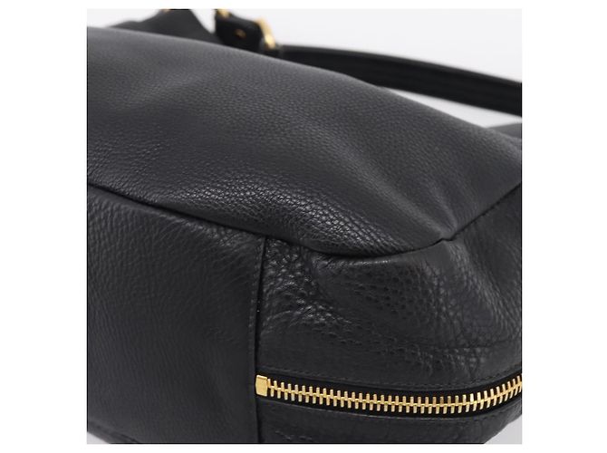 Bolsa de mão PRADA Vitterodino em couro preto e dourado Auth 200844V - vista 8