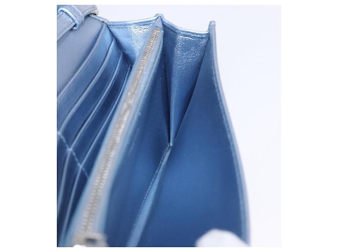 Sac à épaule portefeuille Miu Miu Matelassé en cuir bleu clair argenté Auth 200112M - vue 21