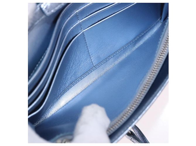 Sac à épaule portefeuille Miu Miu Matelassé en cuir bleu clair argenté Auth 200112M - vue 23