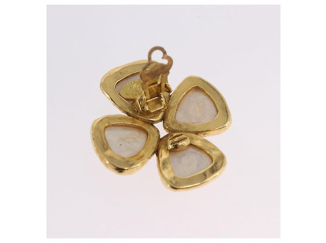 Boucles d'oreilles perles CHANEL Métal Doré CC Auth 197929 - vue 10
