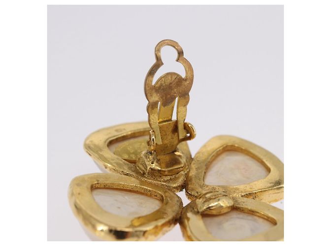 Boucles d'oreilles perles CHANEL Métal Doré CC Auth 197929 - vue 11