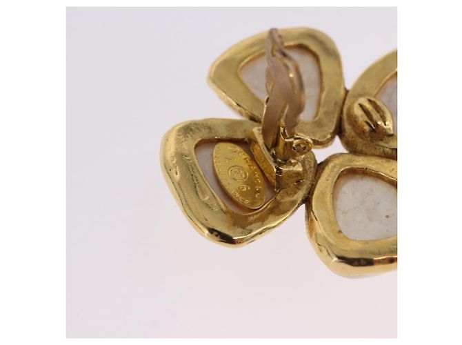 Boucles d'oreilles perles CHANEL Métal Doré CC Auth 197929 - vue 12