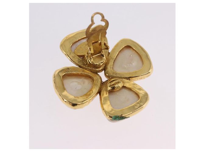 Boucles d'oreilles perles CHANEL Métal Doré CC Auth 197929 - vue 5