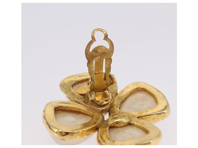 Boucles d'oreilles perles CHANEL Métal Doré CC Auth 197929 - vue 6