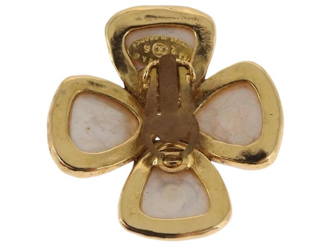 Boucles d'oreilles perles CHANEL Métal Doré CC Auth 197929 - vue 9