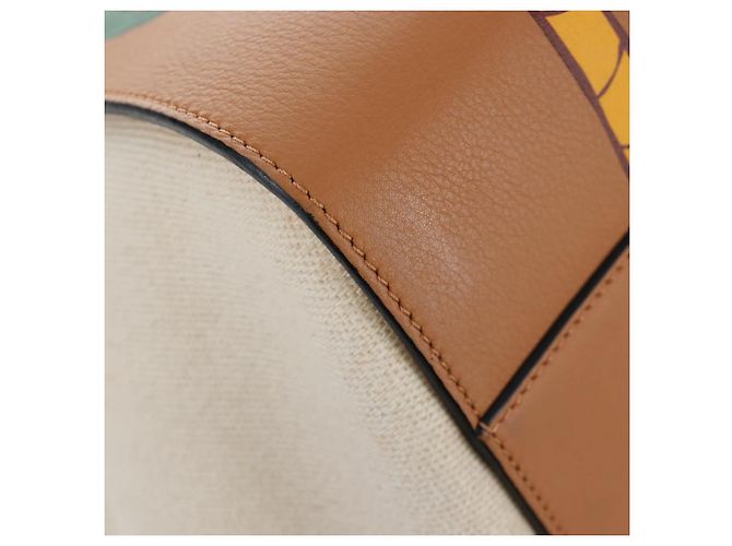 Bolsa de mão LOEWE Hammock Small Canvas Leather 2way Beige Silver Auth 198601M Prata Bege - vista 18