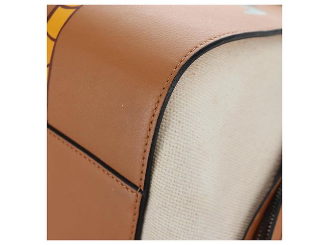 Bolsa de mão LOEWE Hammock Small Canvas Leather 2way Beige Silver Auth 198601M Prata Bege - vista 19