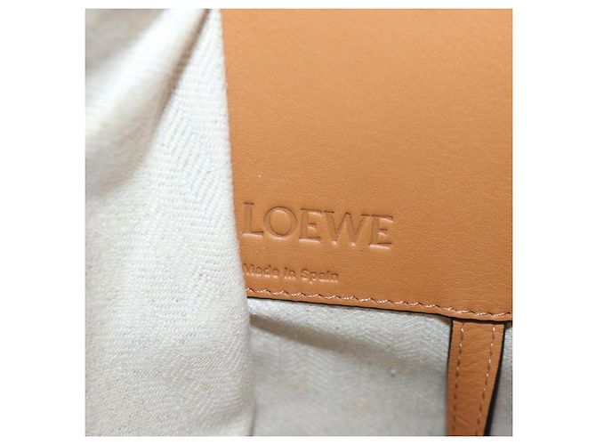 Bolsa de mão LOEWE Hammock Small Canvas Leather 2way Beige Silver Auth 198601M Prata Bege - vista 26