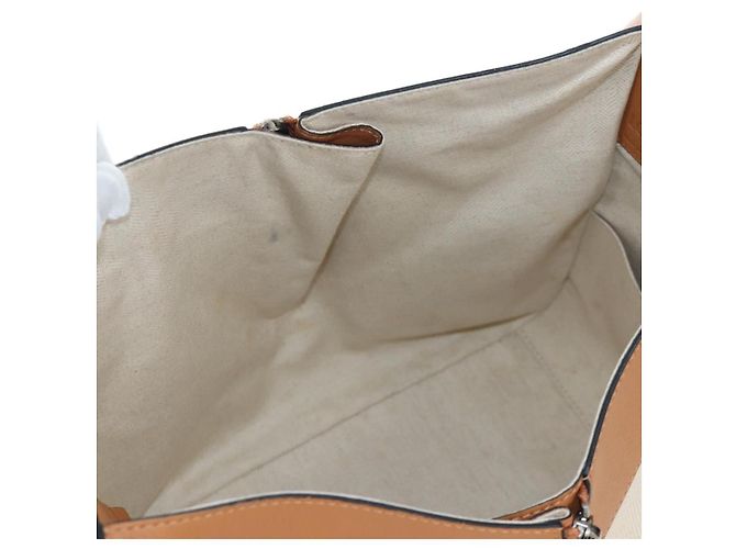 Bolsa de mão LOEWE Hammock Small Canvas Leather 2way Beige Silver Auth 198601M Prata Bege - vista 28