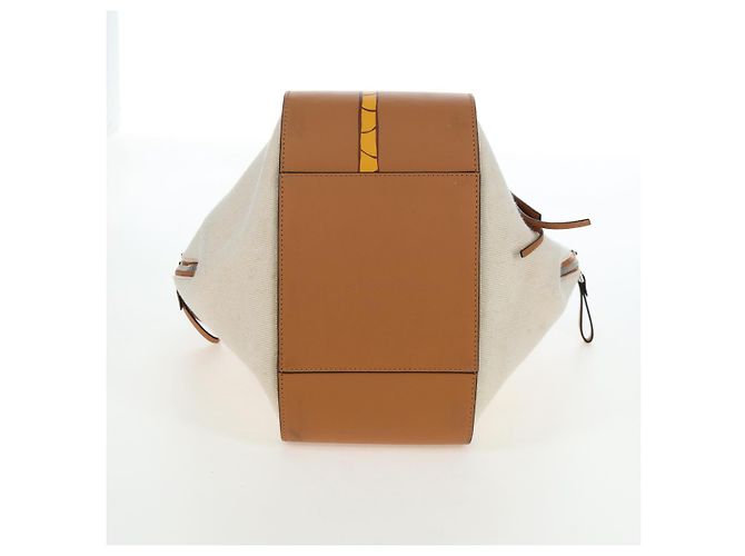 Bolsa de mão LOEWE Hammock Small Canvas Leather 2way Beige Silver Auth 198601M Prata Bege - vista 6