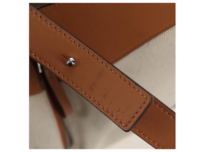 Bolsa de mão LOEWE Hammock Small Canvas Leather 2way Beige Silver Auth 198601M Prata Bege - vista 9