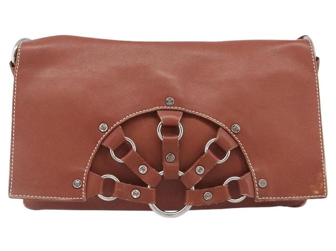 Céline CELINE Shoulder Bag Leather Brown Silver Auth 196983 Silvery - view 13