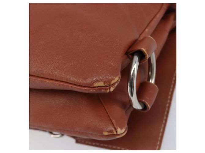 Céline CELINE Shoulder Bag Leather Brown Silver Auth 196983 Silvery - view 16