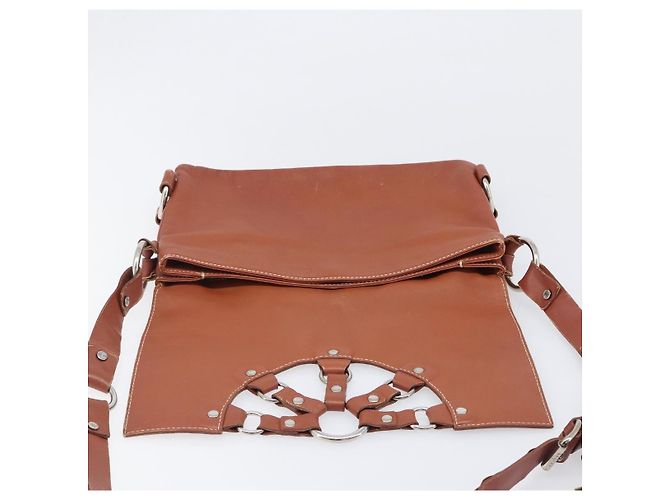 Céline CELINE Shoulder Bag Leather Brown Silver Auth 196983 Silvery - view 19
