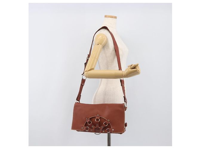 Céline CELINE Shoulder Bag Leather Brown Silver Auth 196983 Silvery - view 26