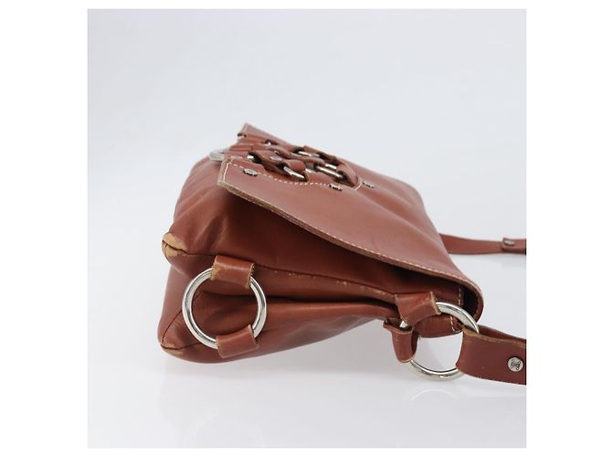Céline CELINE Shoulder Bag Leather Brown Silver Auth 196983 Silvery - view 3