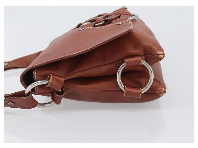 Céline CELINE Shoulder Bag Leather Brown Silver Auth 196983 Silvery - view 4